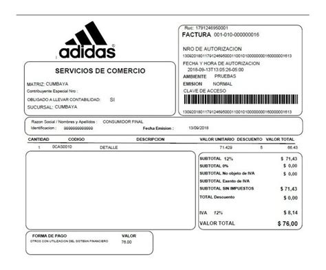 factura adidas.